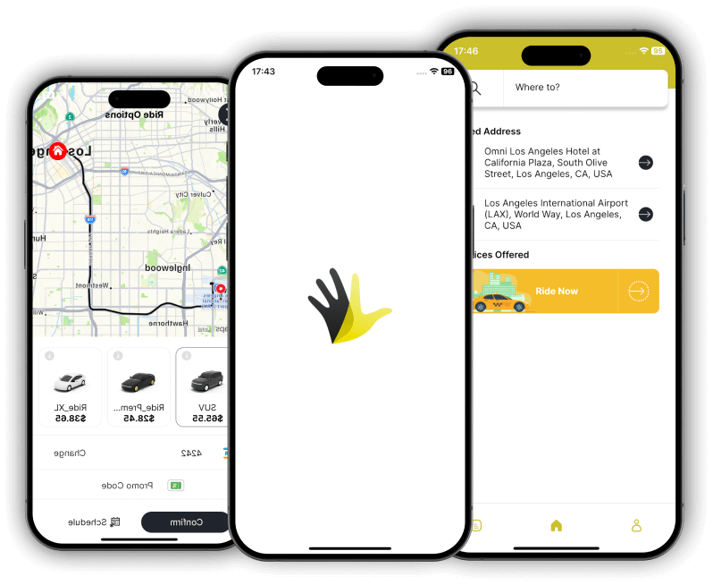 Sunshine Rideshare app screens